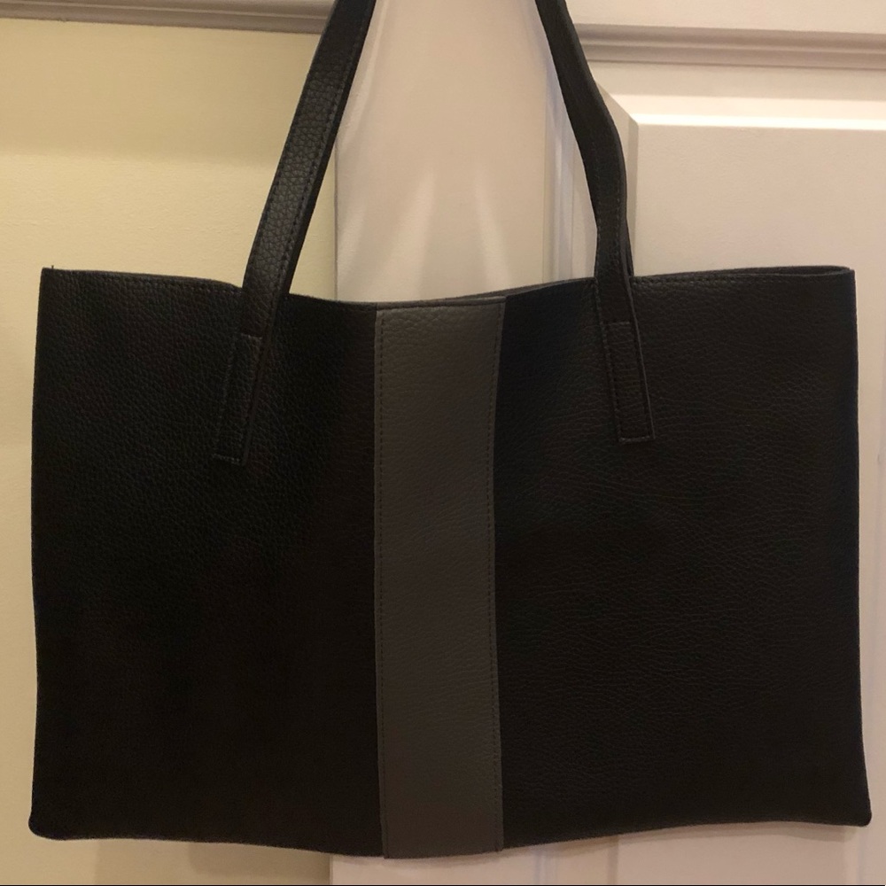 Vince Camuto Black with Grey stripe Tote